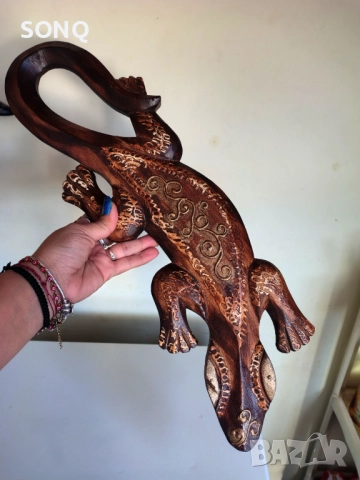Страхотен Дървен Гущер, снимка 6 - Антикварни и старинни предмети - 52121575