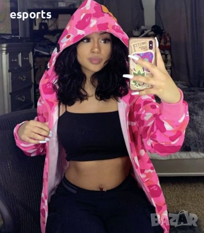 Суичър (блуза с качулка) Bape A Bathing Ape Pink Camo M L XL 2XL розов, снимка 10 - Суичъри - 36906833