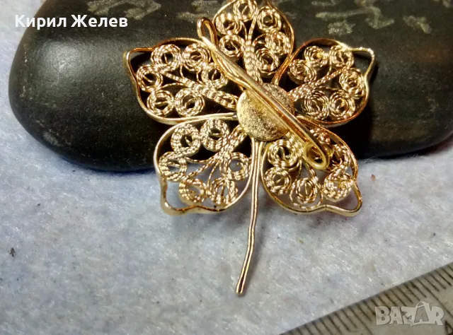 СТАРА ПРЕЛЕСТНА НЕЖНА ФЛОРАЛНА ФИЛИГРАННА ПОЗЛАТЕНА БРОШКА ЦВЕТЕ ФИНА РЪЧНА ИЗРАБОТКА 39780, снимка 8 - Антикварни и старинни предмети - 48818852