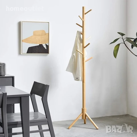 Дървена закачалка за дрехи с триъгълна основа и регулируема височина RF-1193, снимка 3 - Закачалки - 51047586