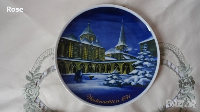 Vintage колекционерски коледни чинии за стена от Tettau, снимка 7 - Декорация за дома - 52300512