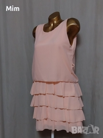 L/XL Розова рокля на волани , снимка 2 - Рокли - 51517914