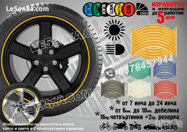 Светлоотразителни кантове ленти за джанти автомобил джип мотор АТВ светещи фолио сини, снимка 8 - Аксесоари и консумативи - 42394129