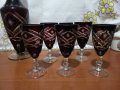 Цветен червен кристал чаши с гарафа, снимка 11
