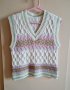 Плетен елек без ръкави пуловер бежов розов топъл топ , снимка 5