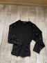 Черна блуза лек тънък пуловер овърсайз  широк прилеп перли  Zara 
