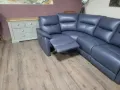 ПРОМОЦИЯ!!! Син кожен ъглов диван "Albion" с електрически релаксиращ механизъм, снимка 6
