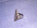 ПРЕКРАСЕН РЪЧНО ОРНАМЕНТИРАН СРЕБЪРЕН АРТ ДЕКО ПРЪСТЕН СРЕБРО 925 с БЯЛА ПОЗЛАТА 34498, снимка 11