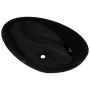 Луксозна керамична мивка, овална, черна, 40 х 33 см(SKU:140675