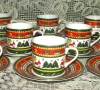 Порцеланови чашки за кафе, чай, с чинийки, с коледни мотиви, нови , снимка 3