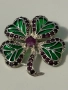 Невероятно красиво бижу! Сребърен медальон/ брошка детелина с емайл и естествени рубини , снимка 4