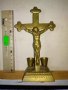 Старо КРАСИВО МАСИВНО НАСТОЛНО БРОНЗОВО РАЗПЯТИЕ КРЪСТ с ДВЕ КАНДИЛЦА 42678, снимка 9