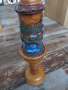 Немски дървен свещник със свещ ръчна изработка , снимка 1 - Декорация за дома - 44864869