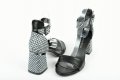 Елегантни дамски сандали с широк ток - Черни -Нанси, снимка 3