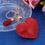 Ключодържател сърце луксозен с кристали малък пискюл и верижка, снимка 2