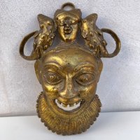 Бронзова африканска маска №1876, снимка 5 - Антикварни и старинни предмети - 35620812