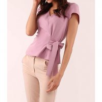 Дамска блуза с къс ръкав в пепел от рози марка 1st Somnium , снимка 1 - Ризи - 36881445