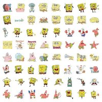 50 малки спондж боб Спонджбоб Квадратни гащи spongebob самозалепващи лепенки стикери  украса декор , снимка 7 - Други - 43887522