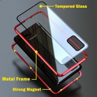 360 Стъклен магнитен кейс за Samsung Galaxy A71, Червен, снимка 3 - Калъфи, кейсове - 35523314
