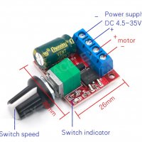 Мини регулатор на обороти за постоннотоков двигател до 2А, снимка 1 - Друга електроника - 32363933