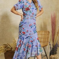 HOPE&IVY флорална рокля, нова, р-р XS, синя, , снимка 6 - Рокли - 43598287
