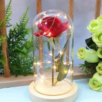 Златна роза в стъкленица с ЛЕД осветление, снимка 3 - Декорация за дома - 44070744