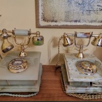 Старинен ретро домашен телефон POST DFeAp 320 от бронз и мрамор, снимка 2 - Други ценни предмети - 43021180