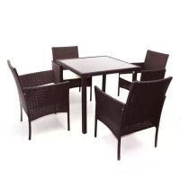 Ратанов комплект от 4 стола и маса, снимка 2 - Градински мебели, декорация  - 39496623