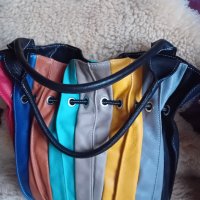 Уникална италианска цветна чанта от естествена кожа , снимка 6 - Чанти - 43928063
