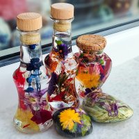 Японски хербарий. Сухи естествени цветя в минерално олио, снимка 13 - Декорация за дома - 43854621