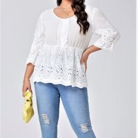 Бяла риза дантела, Бяла блуза дантела, Бяла риза памук, снимка 3 - Блузи с дълъг ръкав и пуловери - 43252046