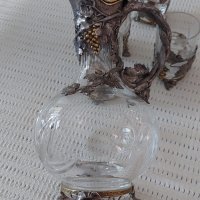 Руски сребърни чаши с кана-сребро 84 и кристал, снимка 1 - Антикварни и старинни предмети - 35623818