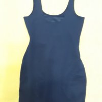 Малка тъмно синя малка рокля , дълбоко деколте и презрамки , еластан+трико, стои по тялото , секси , снимка 4 - Рокли - 37476489
