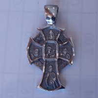 Сребърен двулицев кръст, снимка 1 - Колиета, медальони, синджири - 43688206