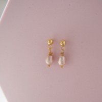 Обеци с естествени перли в розов цвят, снимка 4 - Обеци - 27468167