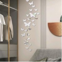 12 бр Пеперуди Огледални стикери декорация за стена и мебел pvc