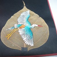 Ръчно рисувана картичка върху листо от дървото Бодхи, Индия 4, снимка 4 - Други ценни предмети - 35593770
