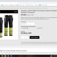 Snickers 3235 High-Vis Cotton Holster Pocket Trousers размер 54 / XL работен панталон W2-64, снимка 2 - Панталони - 40238603