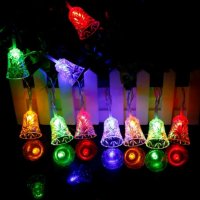 Многоцветни коледни LED лампички с камбанки, снимка 1 - Лед осветление - 42964552