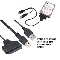 Адапторен кабел USB 2.0 към SATA Кабел Преходник Адаптор ЮСБ Външен Твърд Диск SSD  , снимка 5 - Други - 26809835