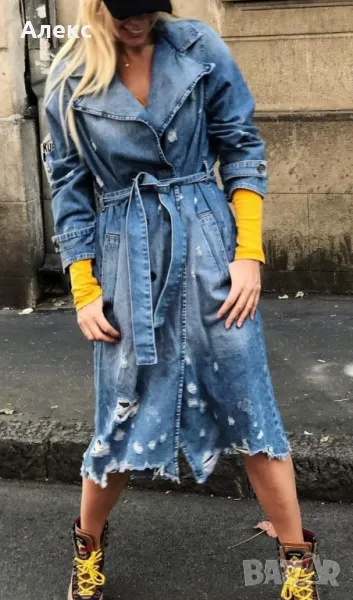 Дънково накъсано дълго яке Liu Jo, снимка 1