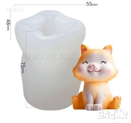 3D щастливо Коте котка силиконов молд форма фондан гипс смола украса декор шоколад свещ, снимка 1