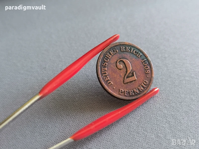 Райх монета - Германия - 2 пфенига | 1908г.; серия E, снимка 1