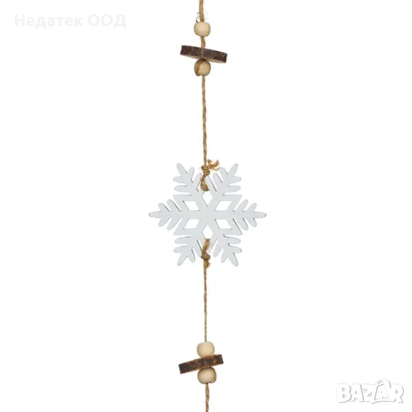 Коледно, дървено, въже, снежинка, 90 см, снимка 1