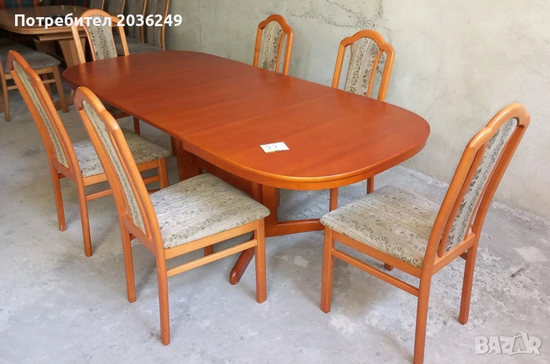 Комплект масивна разтегателна маса с 6 стола- Автомат, снимка 1