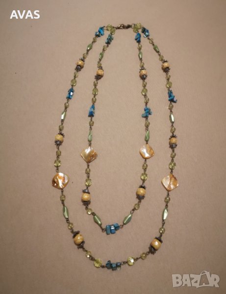 Нов двуредов гердан седеф зелено синьо жълто, снимка 1