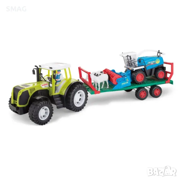 Влекач трактор с ремарке вършачка и звук S_1217310, снимка 1