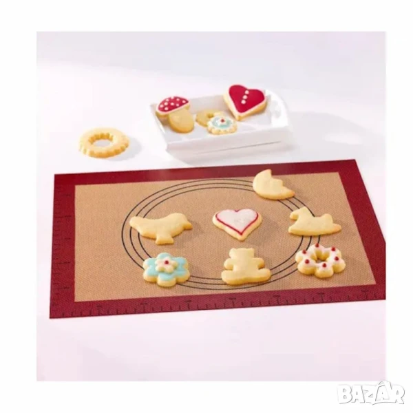 Подложка за месене и точене силиконова NoStik 38.5x58.5см., Червена граница/кафяв интериор, в кутия, снимка 1