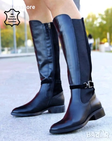 Ботуши на ток - черна ЕСТЕСТВЕНА кожа - 104, снимка 1