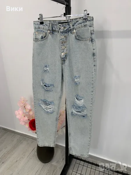 Дънки МОМ висока талия, снимка 1